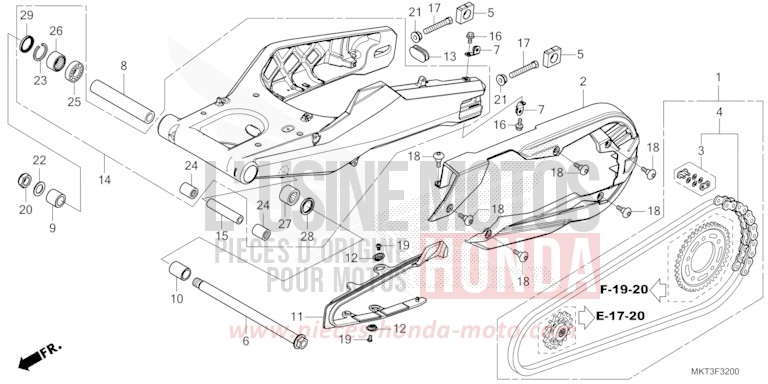 SWINGARM for X-ADV 750 GRAND PRIX RED (R380) from 2022